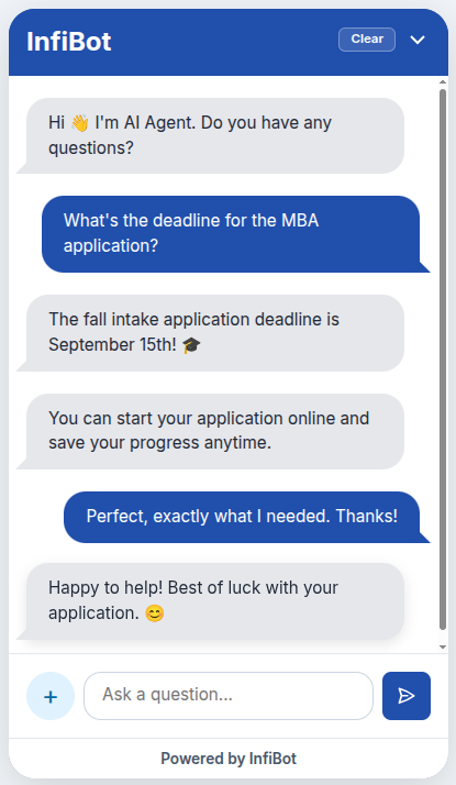 Answer every admissions question instantly